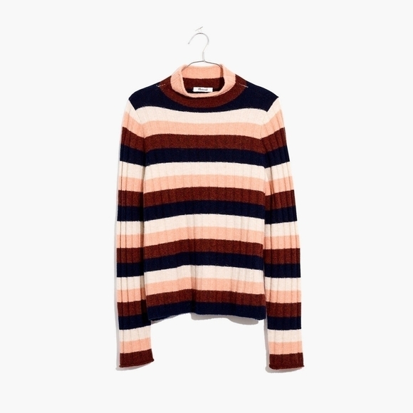 Madewell Striped Evercrest Turtleneck Sweater in Coziest Yarn Size XXS NWT - Picture 1 of 8